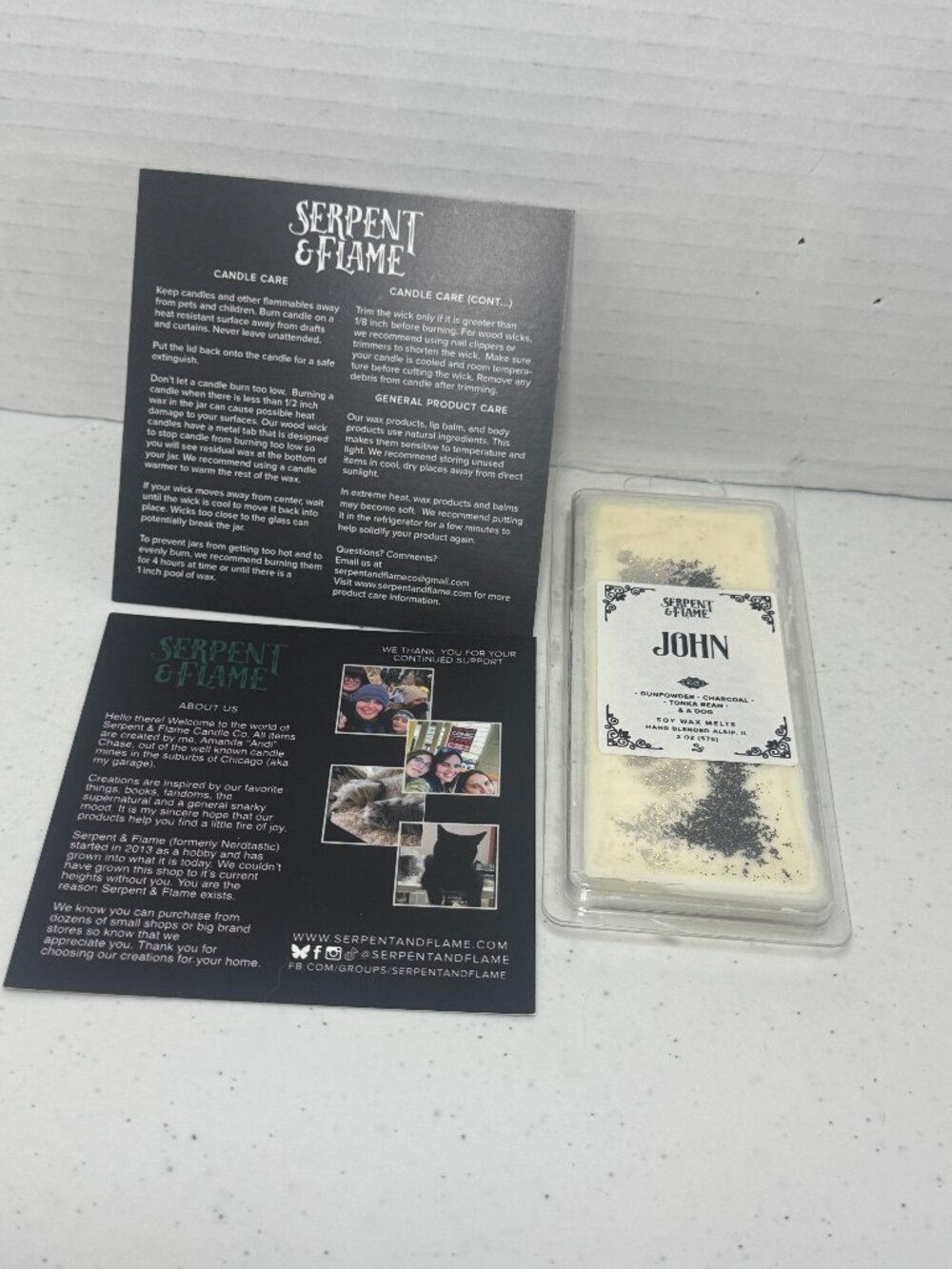 Serpent and Flame Soy Wax melt in John